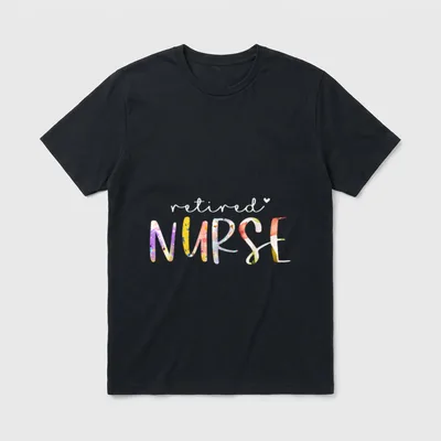 Retired Nurse Cute Floral Nursing Retirement T-Shirt – Classic T-Shirt in Black