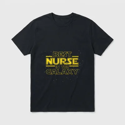 Nursing Best Nurse in the Galaxy T-Shirt – Best Nurse in the Galaxy yellow lettering with stars – Classic T-Shirt in Black