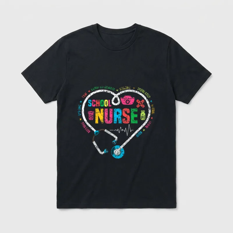 School Nurse Nurses Nursing Job T-Shirt – SCHOOL NURSE – Classic T-Shirt in Black