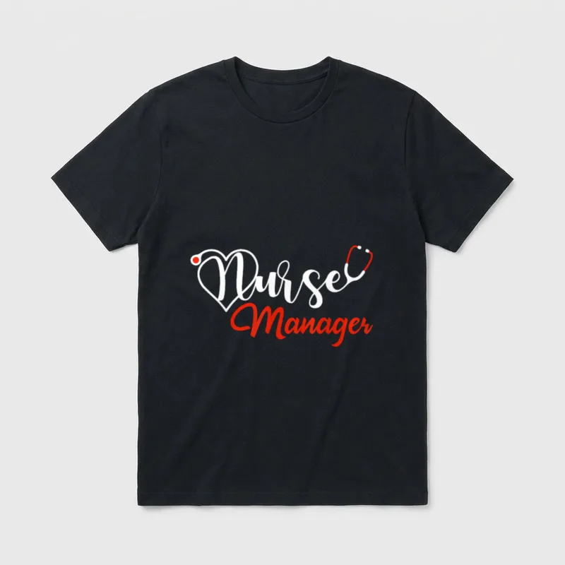 Nurse Manager Stethoscope Love Heart Nursing T-Shirt – Classic T-Shirt in Black