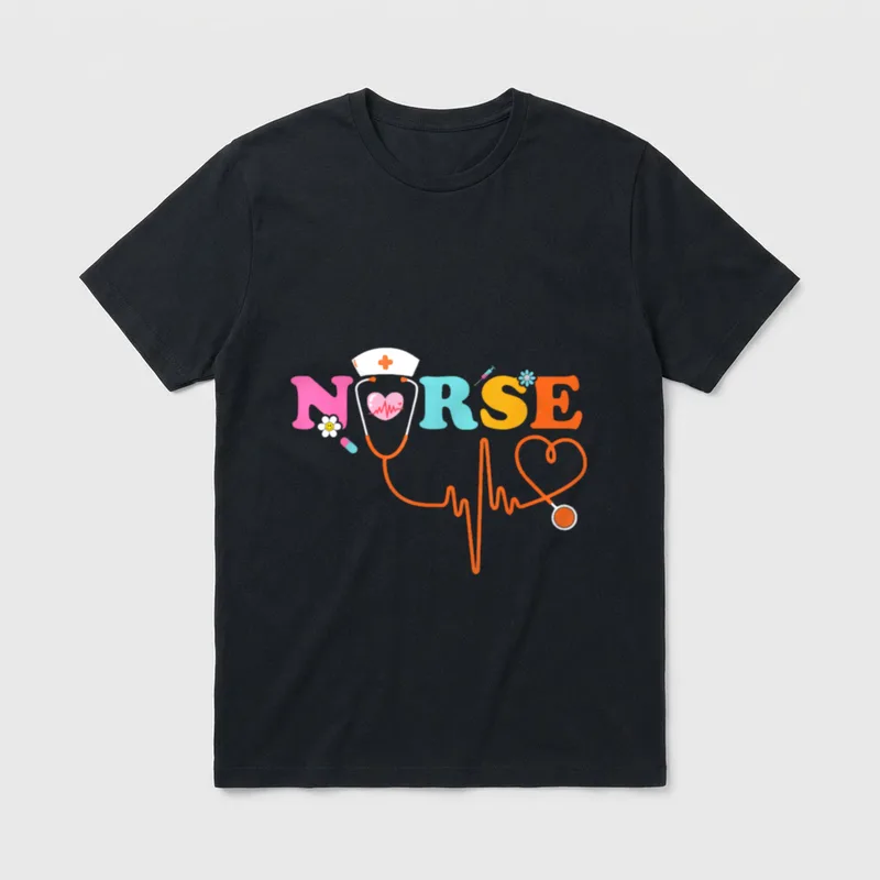 Heartbeat Nurse Nursing Family Friends T-Shirt – Classic T-Shirt in Black