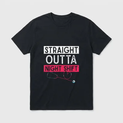 Nursing Straight Outta Night Shift Stethoscope T-Shirt – Classic T-Shirt in Black