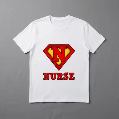 Super Nurse Superhero Great T-Shirt – Red shield emblem with letter N above the word NURSE – Classic T-Shirt in Black