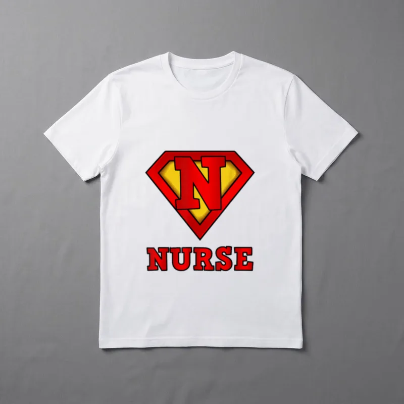 Super Nurse Superhero Great T-Shirt – Red shield emblem with letter N above the word NURSE – Classic T-Shirt in Black