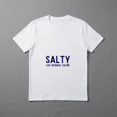 Funny Nursing Student Salty T-Shirt – Salty Like Normal Saline printed in bold lettering – Classic T-Shirt in Black