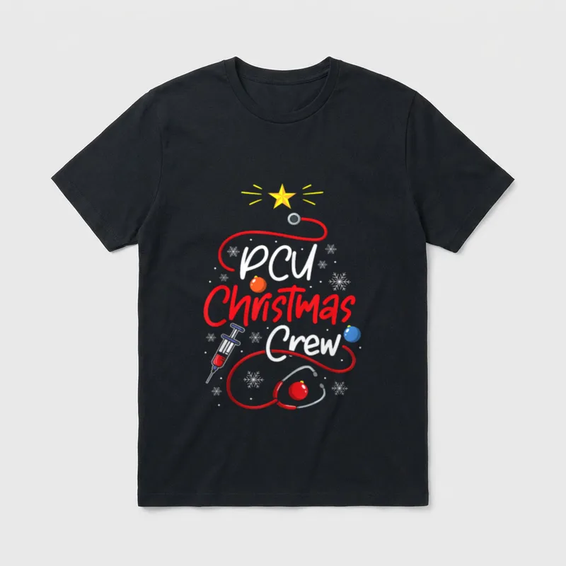 Nurse PCU Christmas Crew Nursing Lights T-Shirt – Classic T-Shirt in Black