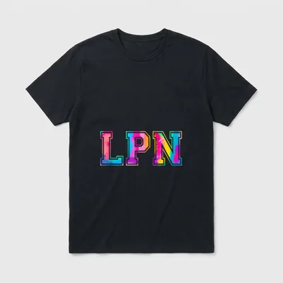 LPN Appreciation Day Tie Dye T-Shirt – Colorful tie dye collegiate letters spelling LPN – Classic T-Shirt in Black