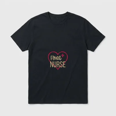 Floating Nurse T-Shirt – “Float NURSE” in a distressed red heart with a cross – Classic T-Shirt in Black