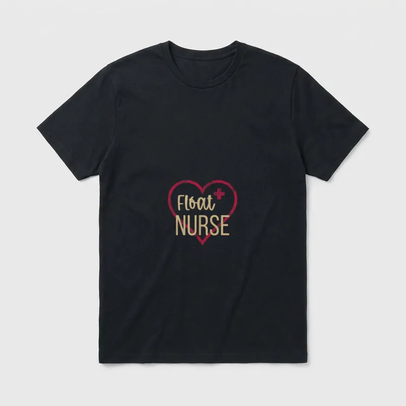 Floating Nurse T-Shirt – “Float NURSE” in a distressed red heart with a cross – Classic T-Shirt in Black
