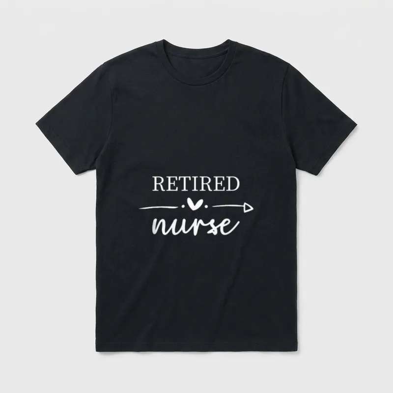 Retired Nurse Retirement Nursing T-Shirt – RETIRED nurse lettering with arrow and heart – Classic T-Shirt in Black