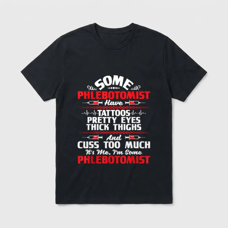 Pretty Eyes Tattoo Phlebotomy Nurse T-Shirt – Classic T-Shirt in Black
