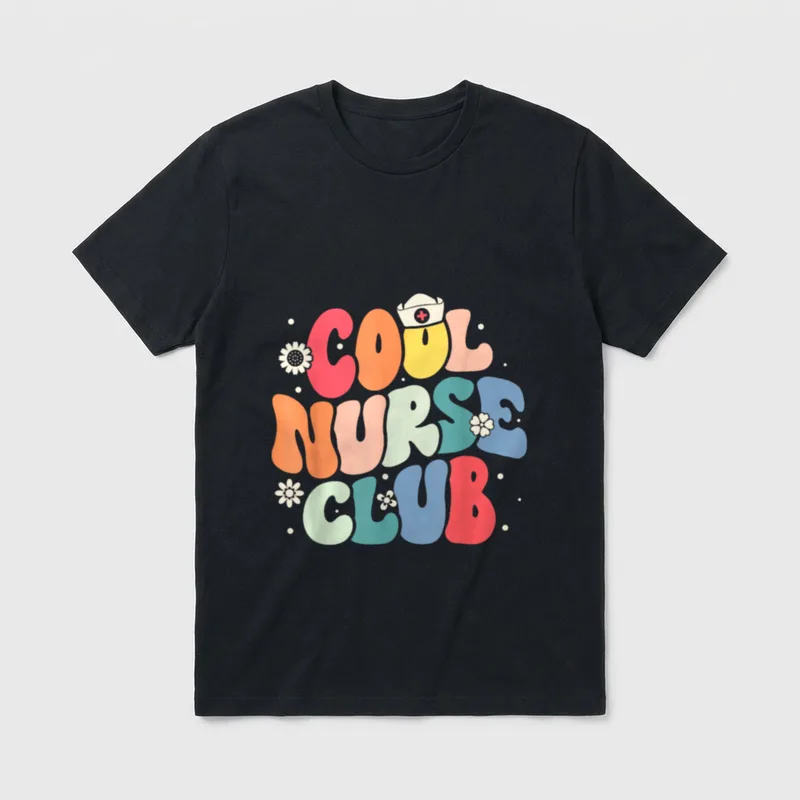 Nurse Club Registered Nursing Students Groovy T-Shirt – Classic T-Shirt in Black