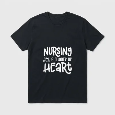Nursing Is a Work of Show T-Shirt – Nursing is a work of Heart text and stethoscope – Classic T-Shirt in Black