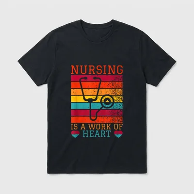 Nursing Is a Work of Stethoscope T-Shirt – Classic T-Shirt in Black