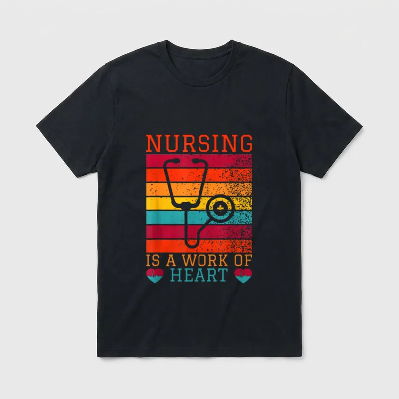 Nursing Is a Work of Stethoscope T-Shirt – Classic T-Shirt in Black