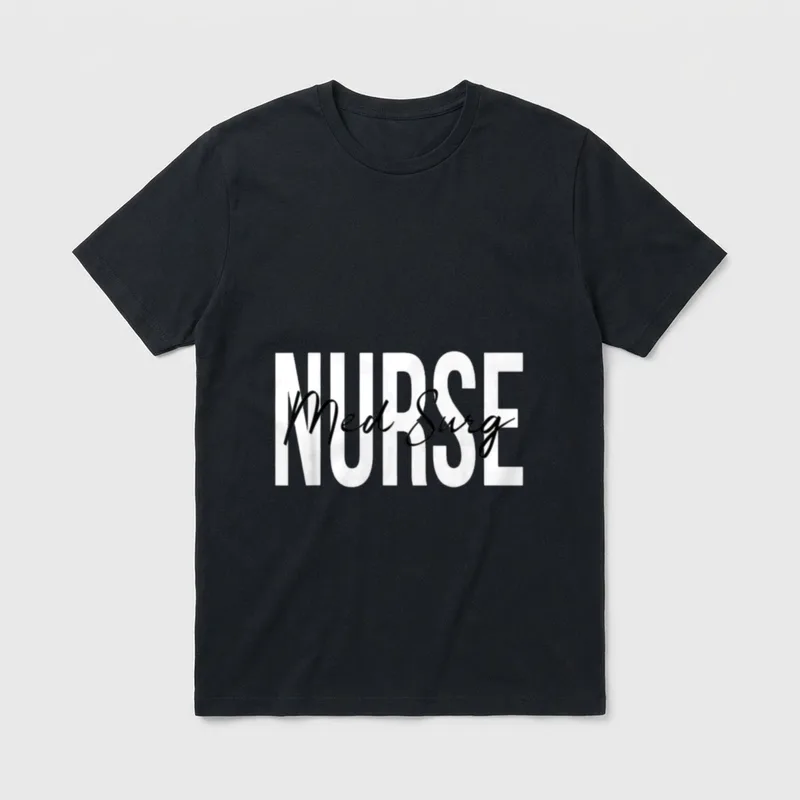 Med Surg Nurse Whether T-Shirt – Med Surg cursive text over bold white NURSE lettering – Classic T-Shirt in Black