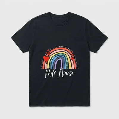 Mds Nurse T-Shirt – Mds Nurse with rainbow and red hearts – Classic T-Shirt in Black