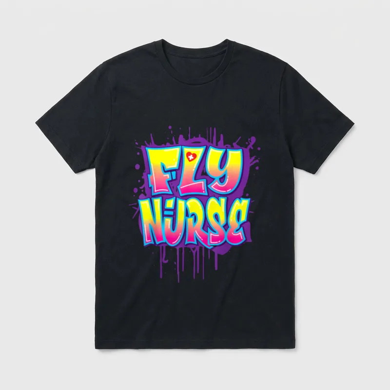 Nursing 80s 90s Rap Fly Nurse T-Shirt – Classic T-Shirt in Black