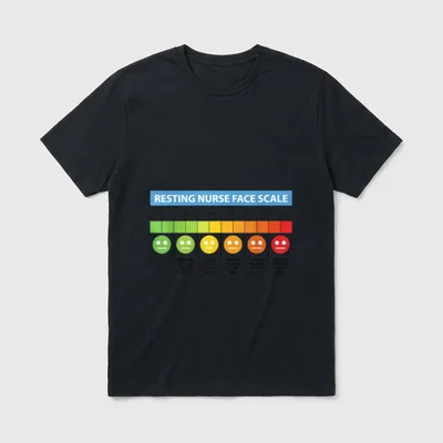 Pain Scale Resting Nurse Face Nurses T-Shirt – Resting Nurse Face Scale with colored rating faces – Classic T-Shirt in Black