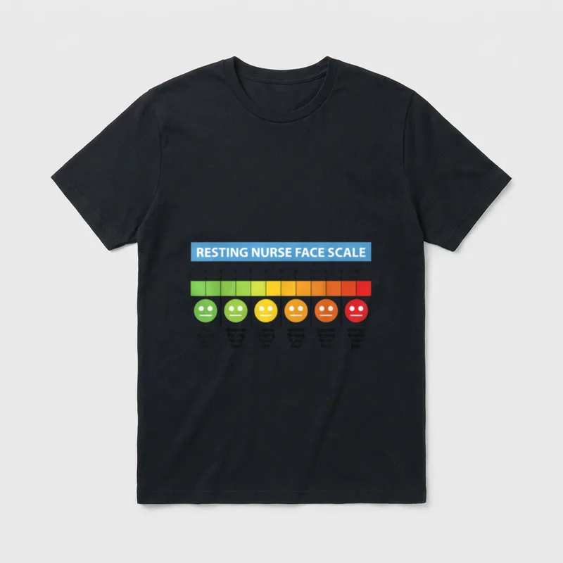 Pain Scale Resting Nurse Face Nurses T-Shirt – Resting Nurse Face Scale with colored rating faces – Classic T-Shirt in Black