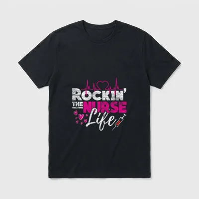 Rockin the Nurse Life Love T-Shirt – Classic T-Shirt in Black