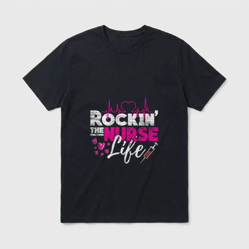 Rockin the Nurse Life Love T-Shirt – Classic T-Shirt in Black