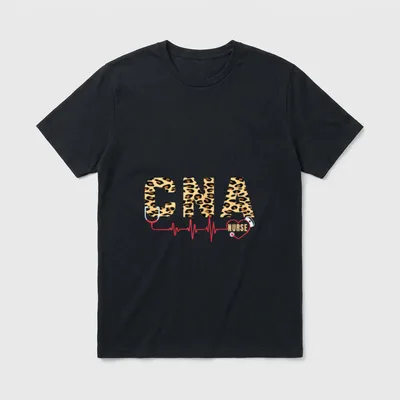 Leopard Nursing Lover Girls CNA Nurse T-Shirt – Classic T-Shirt in Black