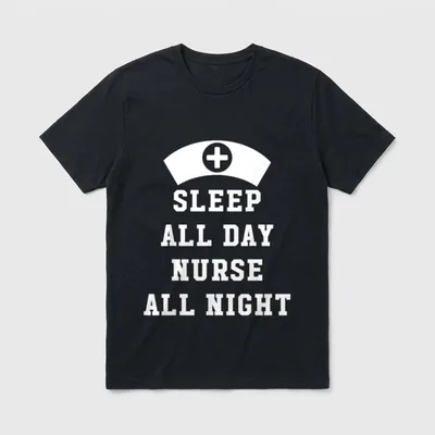 Nursing Week T-Shirt – Nurse cap emblem and SLEEP ALL DAY NURSE ALL NIGHT – Classic T-Shirt in Black