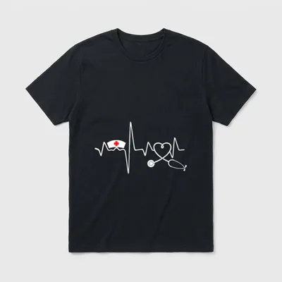 Nurse Heartbeat Stethoscope Nursing Teacher Student T-Shirt – Classic T-Shirt in Black