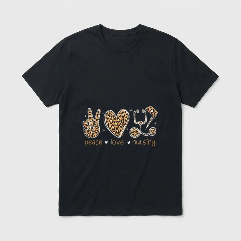 Peace Love Nursing Nurse Life Day T-Shirt – Classic T-Shirt in Black