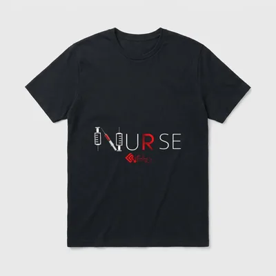 Nurse Official T-Shirt – The word NURSE spelled out with medical syringes – Classic T-Shirt in Black