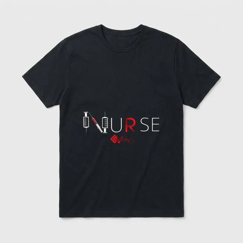 Nurse Official T-Shirt – The word NURSE spelled out with medical syringes – Classic T-Shirt in Black