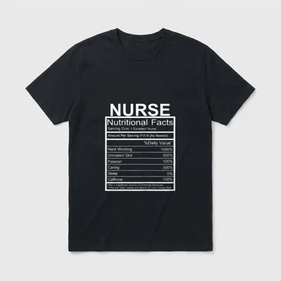 NURSE NUTRITIONAL FACTS T-Shirt – Nutrition facts label with nurse ingredients and daily values – Classic T-Shirt in Black
