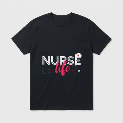 Nurse Life Hospital RN Nursing Stethoscope T-Shirt – Classic T-Shirt in Black