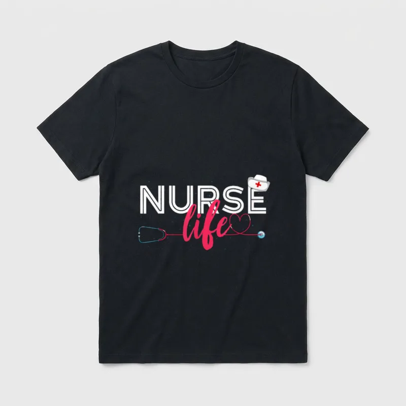 Nurse Life Hospital RN Nursing Stethoscope T-Shirt – Classic T-Shirt in Black