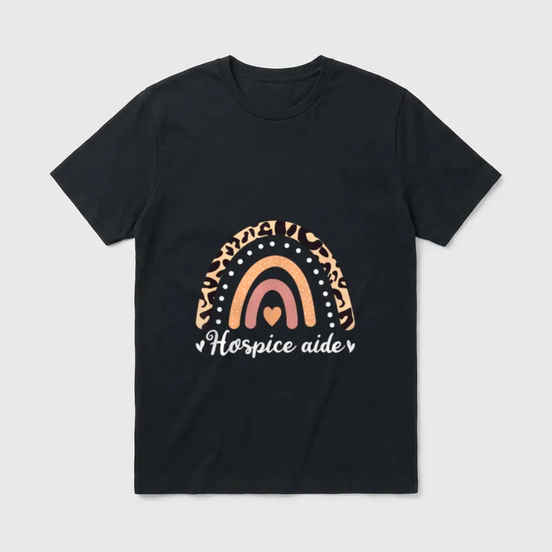 Hospice Aide Leoaprd Rainbow Nurses Nursing T-Shirt – Classic T-Shirt in Black