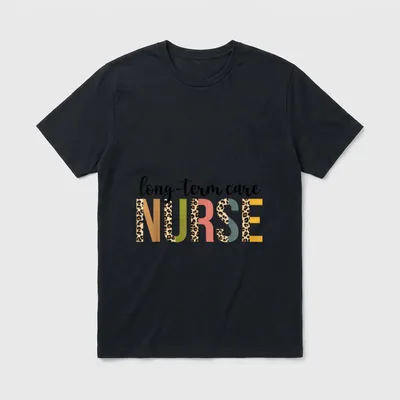 Leopard Long-Term Care Nurse Nursing T-Shirt – Classic T-Shirt in Black