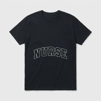 Nurse Funny Athletic Lettering Nursing T-Shirt – “NURSE” in arched athletic outline lettering – Classic T-Shirt in Black
