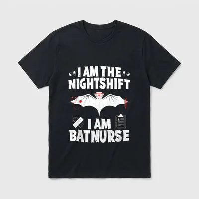 I Am the Nightshift Bat Nurse T-Shirt – Classic T-Shirt in Black