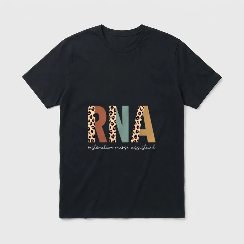 Restorative Nurse Assistant RNA Leopard Nursing T-Shirt – Classic T-Shirt in Black