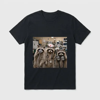 Emergency Room Feral Nurse Raccoon Meme T-Shirt – Classic T-Shirt in Black