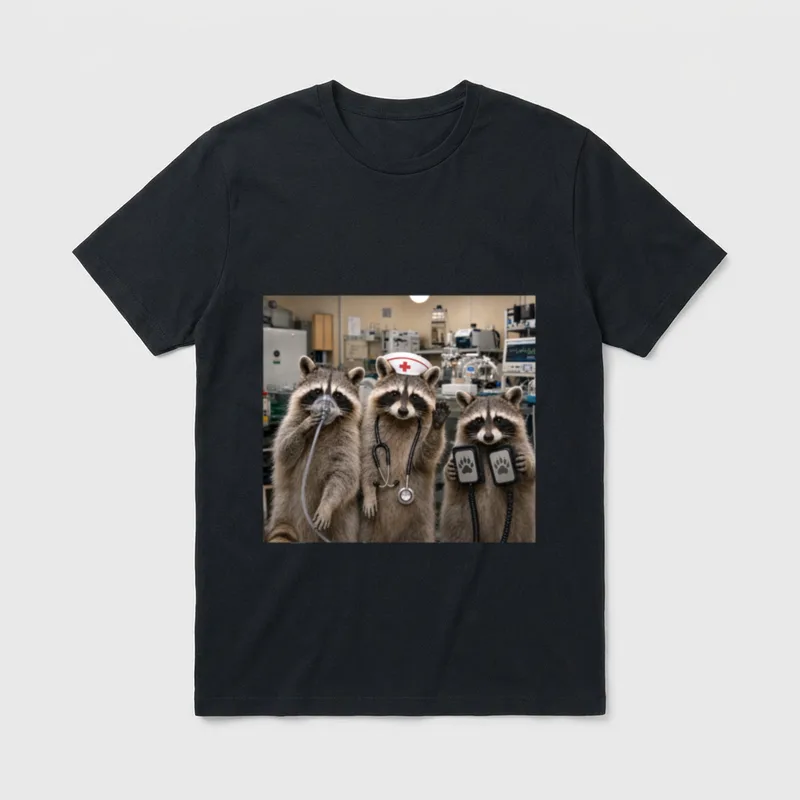 Emergency Room Feral Nurse Raccoon Meme T-Shirt – Classic T-Shirt in Black