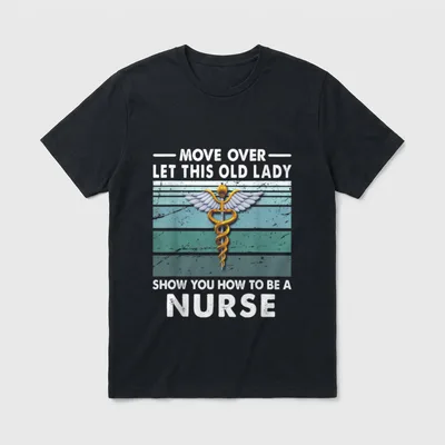 How to Be a Nurse T-Shirt – Winged caduceus with retro stripes and nurse humor lettering – Classic T-Shirt in Black