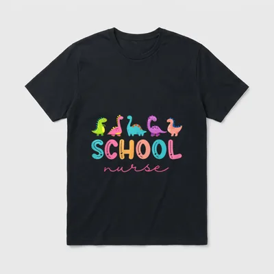 School Nurse Dinosaurs Appreciation Nursing Day T-Shirt – Classic T-Shirt in Black
