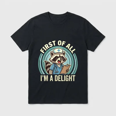 All Im a Delight Raccoon Lightweight T-Shirt – Classic T-Shirt in Black