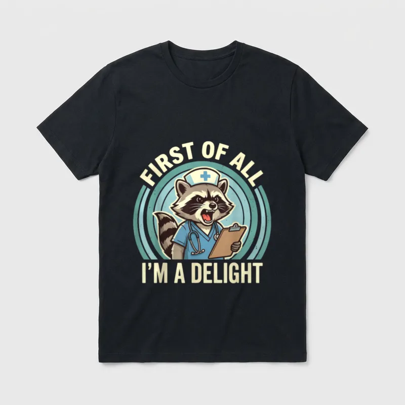 All Im a Delight Raccoon Lightweight T-Shirt – Classic T-Shirt in Black