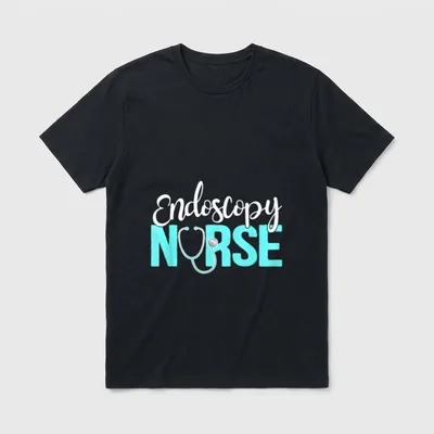 Endoscopy Nurse Appreciation Nursing T-Shirt – Endoscopy NURSE lettering with stethoscope graphic – Classic T-Shirt in Black