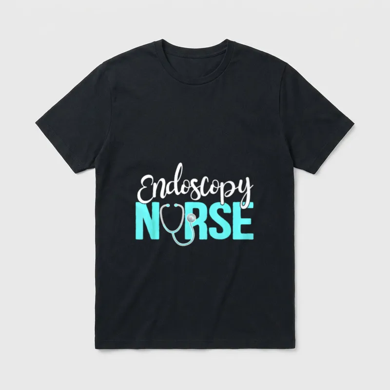 Endoscopy Nurse Appreciation Nursing T-Shirt – Endoscopy NURSE lettering with stethoscope graphic – Classic T-Shirt in Black