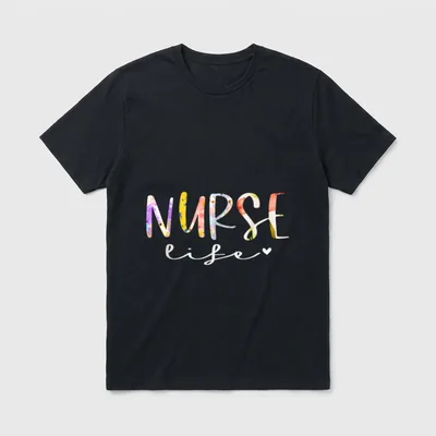 Nurse Life Cute Floral Nursing T-Shirt – Classic T-Shirt in Black