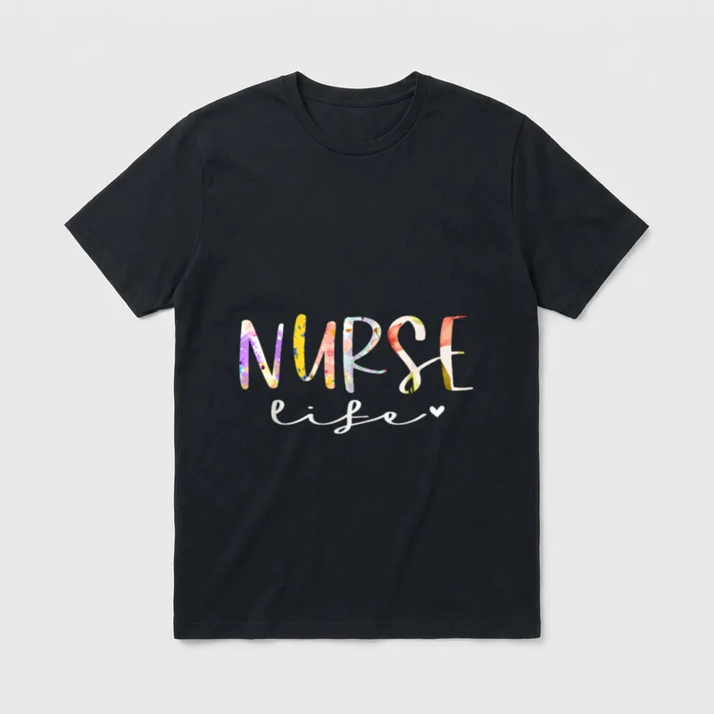 Nurse Life Cute Floral Nursing T-Shirt – Classic T-Shirt in Black